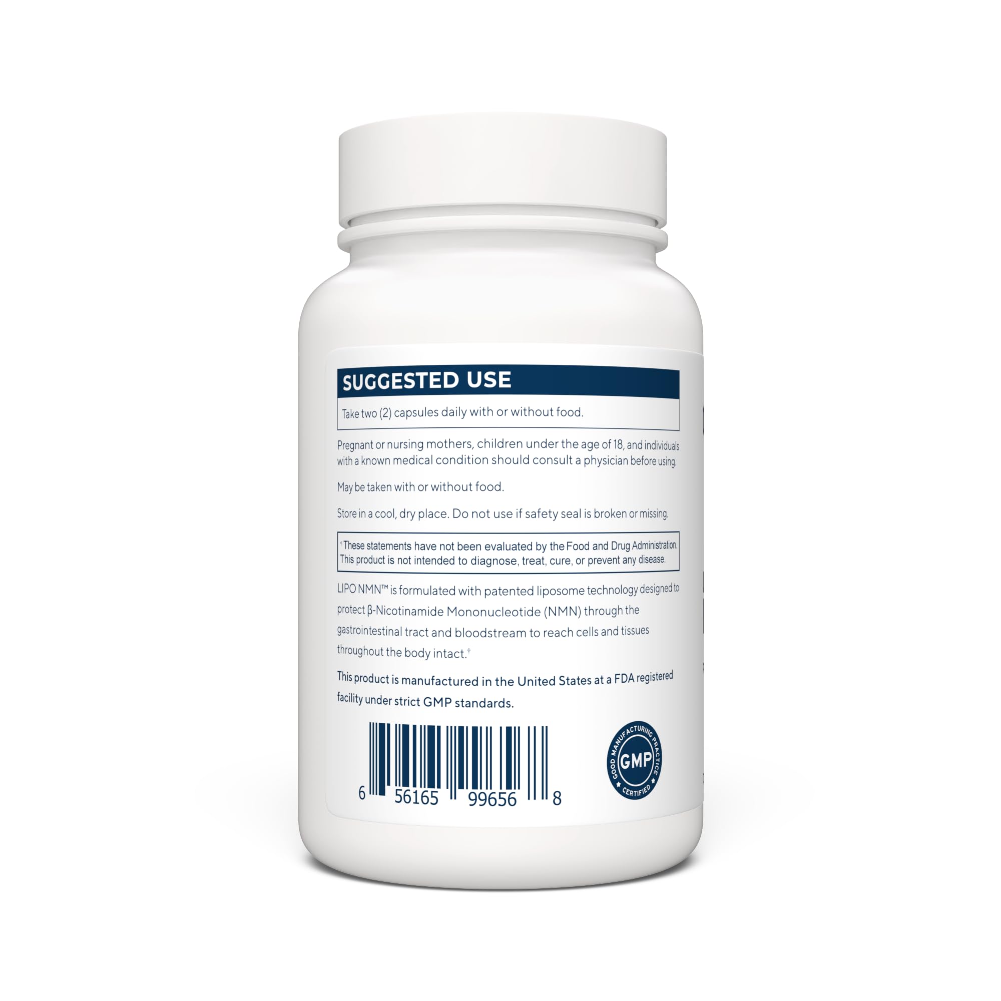 Close-up of NMN liposomal capsules label