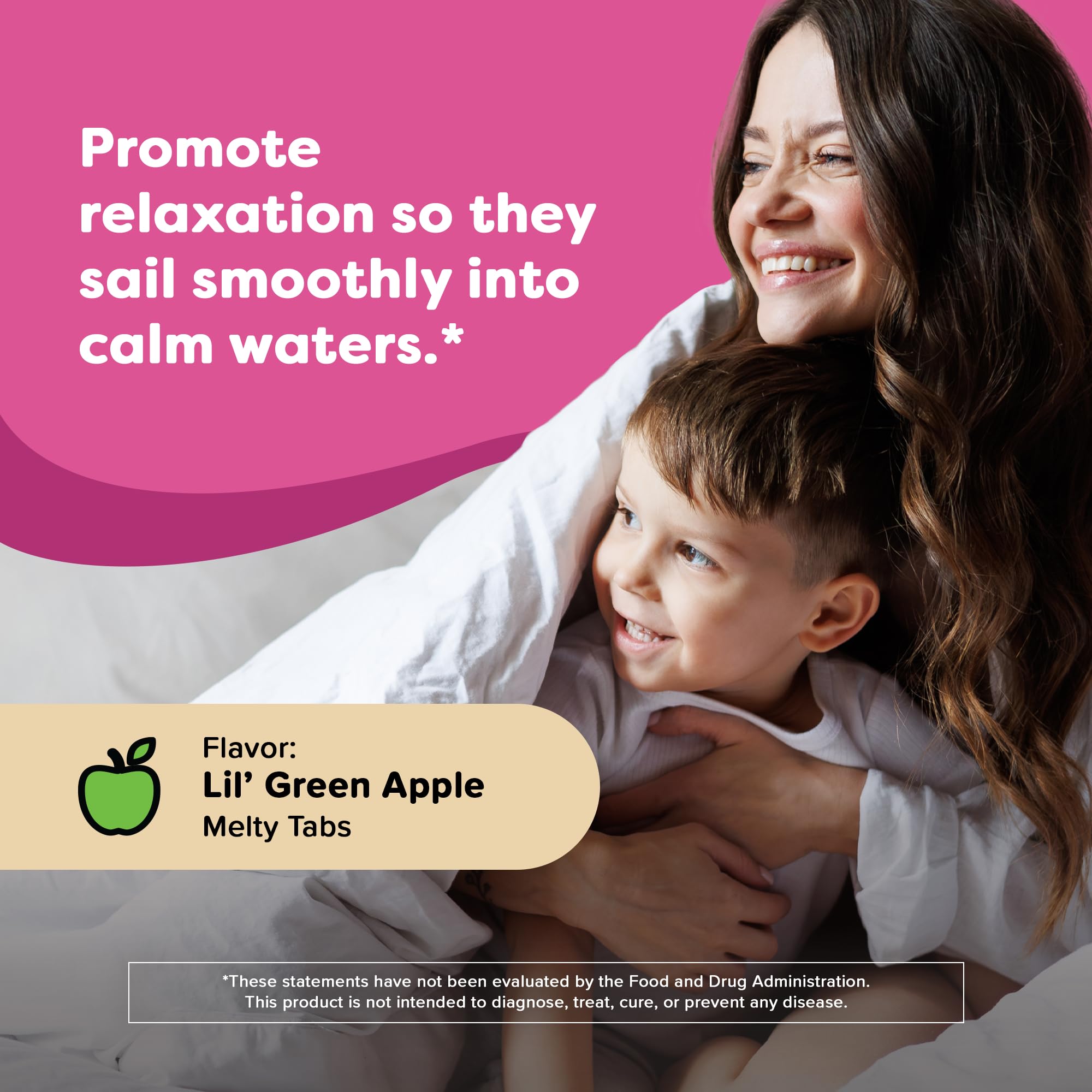 Close-up of Renzo's Captain Calm melty tablets in Lil' Green Apple flavor
