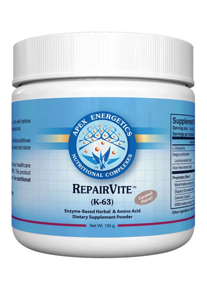 RepairVite Caramel (K-63) supplement bottle by Apex Energetics