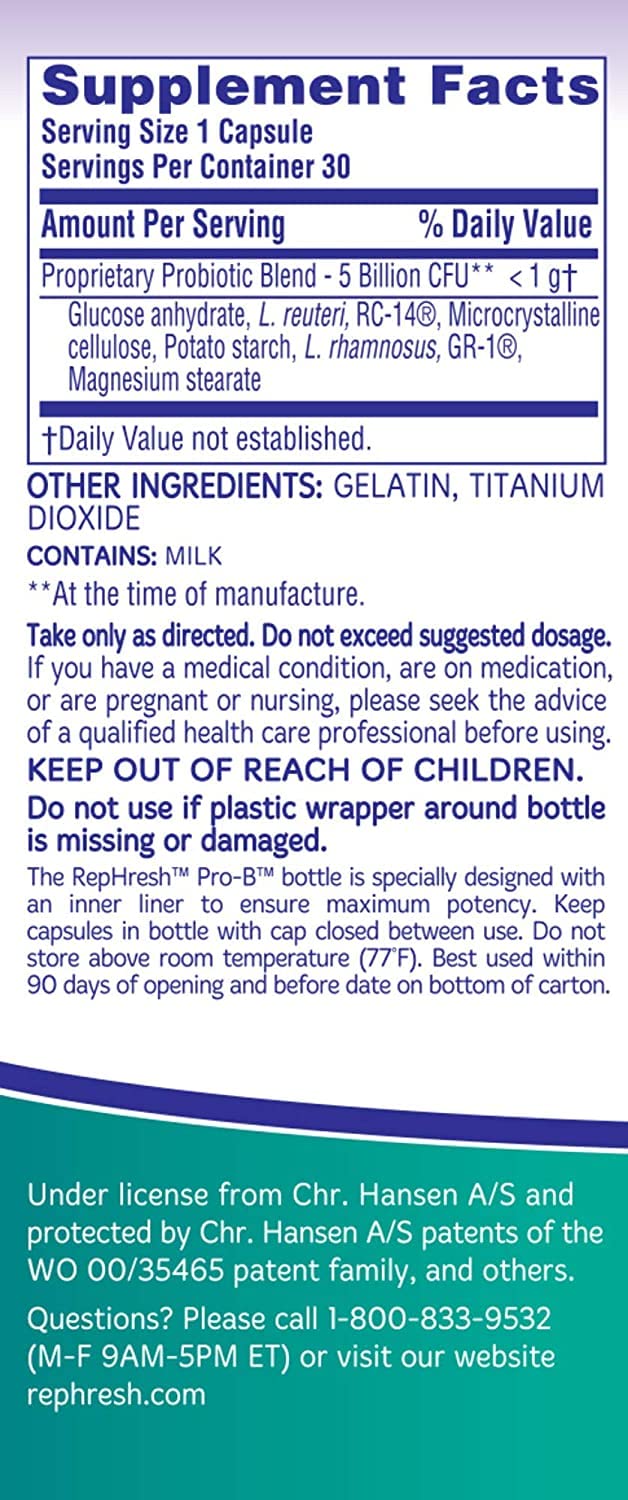 RepHresh Pro-B Probiotic packaging close-up