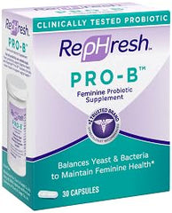 Back label of RepHresh Pro-B probiotic pack showing ingredients