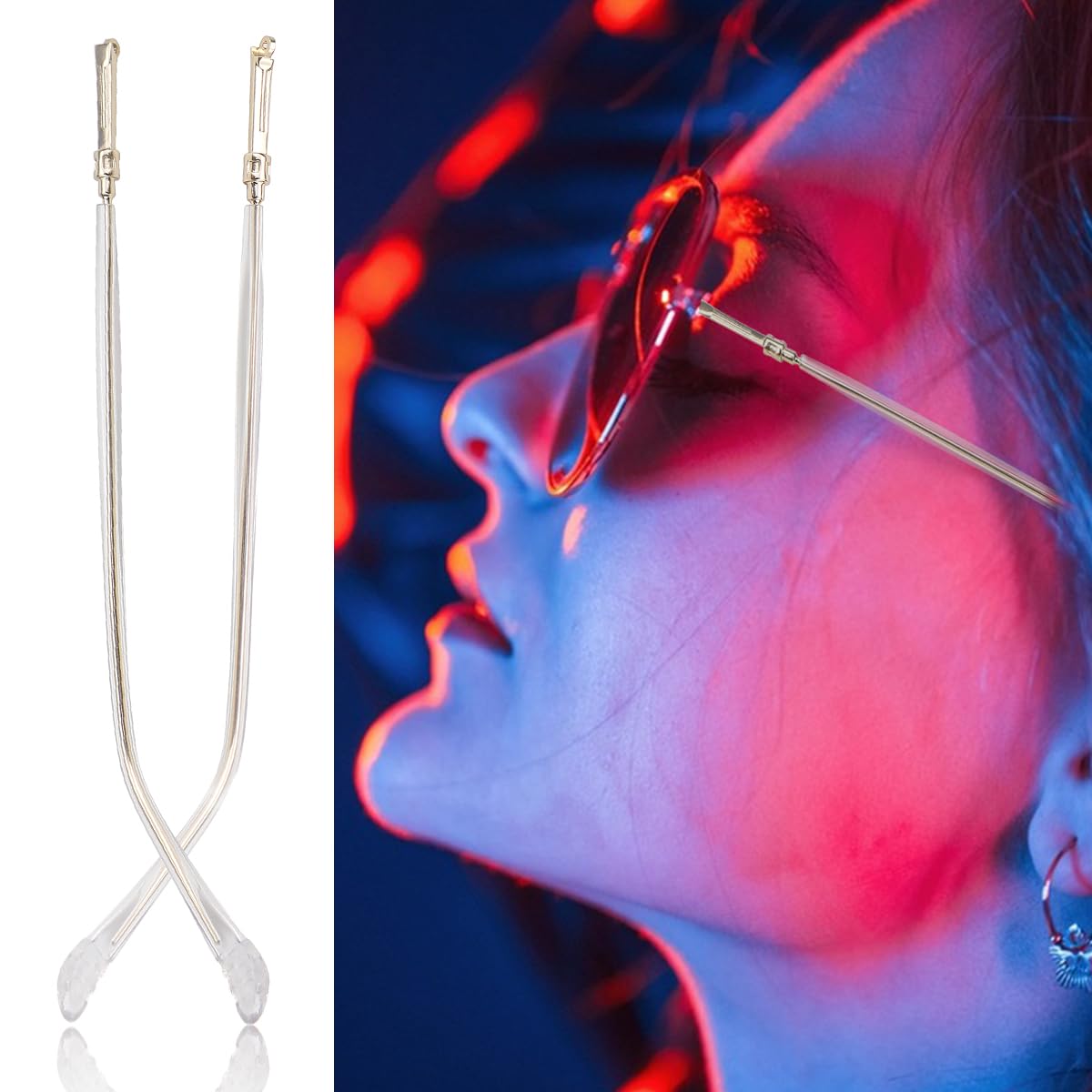 Replacement arm shown for repairing and decorating glasses