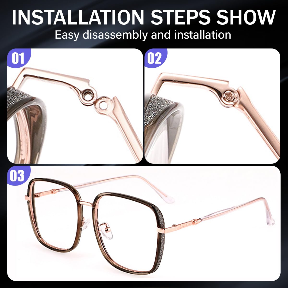Universal-fit replacement arm illustration for various eyewear