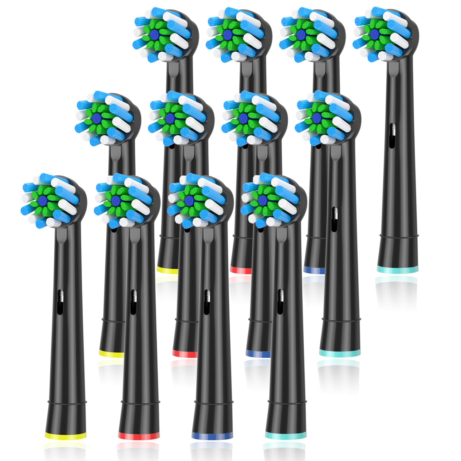 Replacement Oral-B brush heads for Braun Oral-B Pro series, 12 pcs, black, compatible with Pro 1000 to Genius