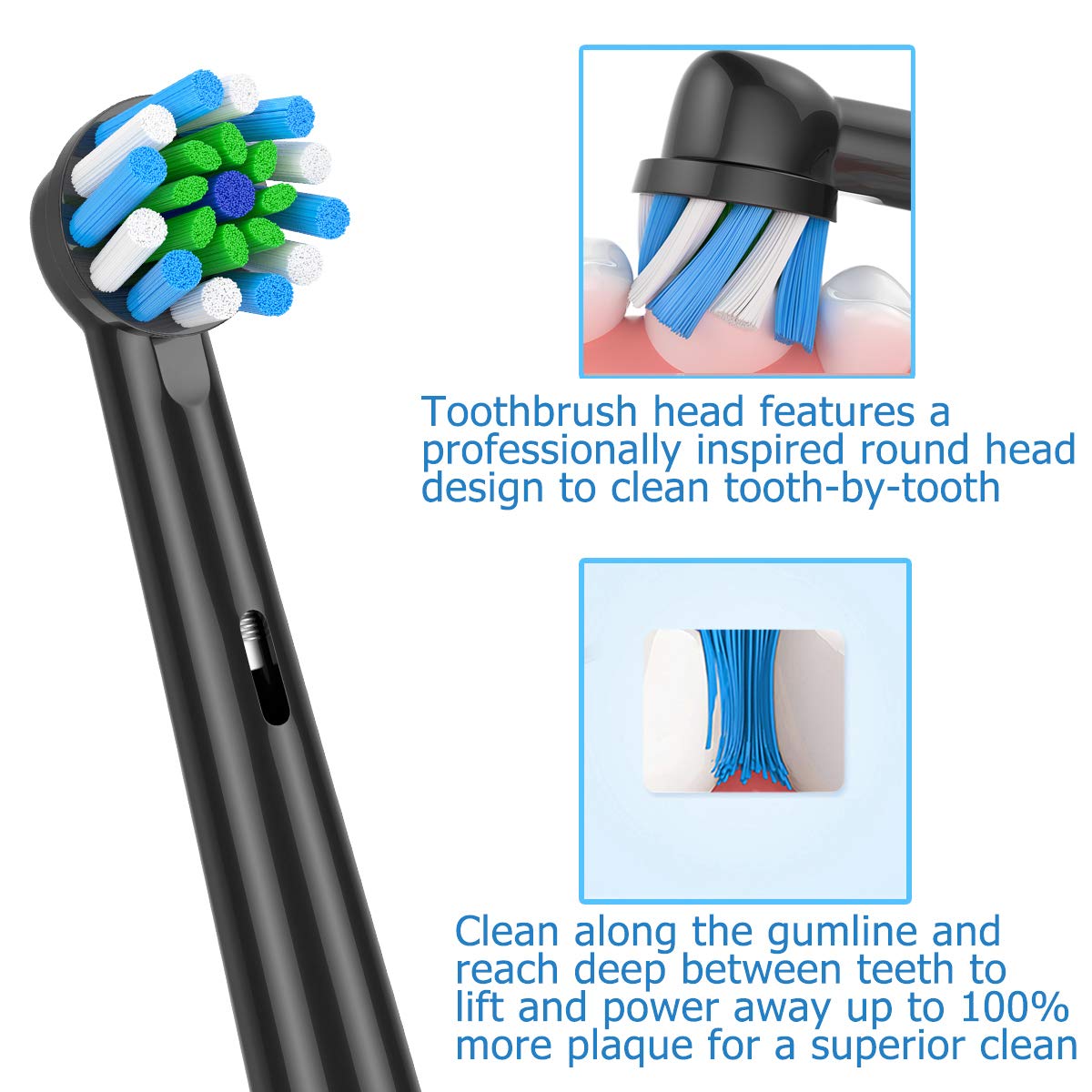 Anti dirt bristles prevent dirt buildup on the brush
