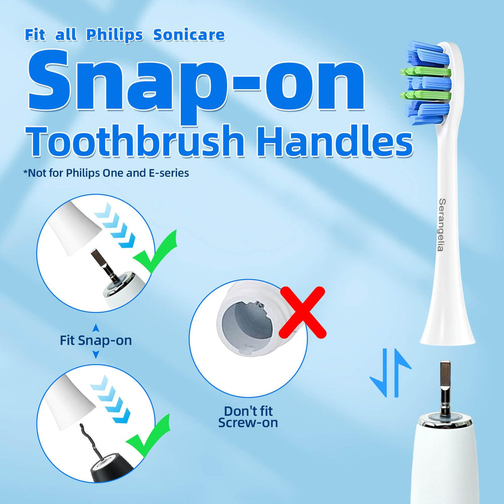 Close-up of 5 white replacement brush heads for Philips Sonicare