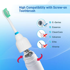 Wide compatibility with Essence E-Series and other Philips Sonicare screw-on brushes