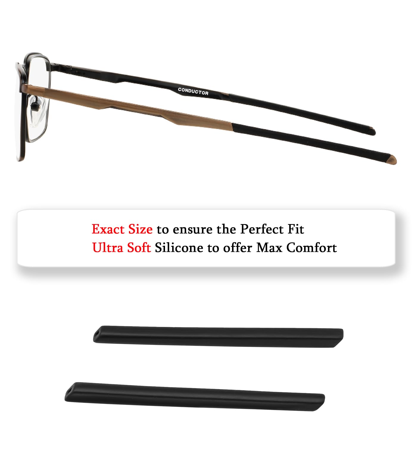 Soft silicone earsocks compatible with Oakley Conductor OX3186 OX3187 - Black