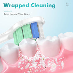 Close-up of white replacement toothbrush head