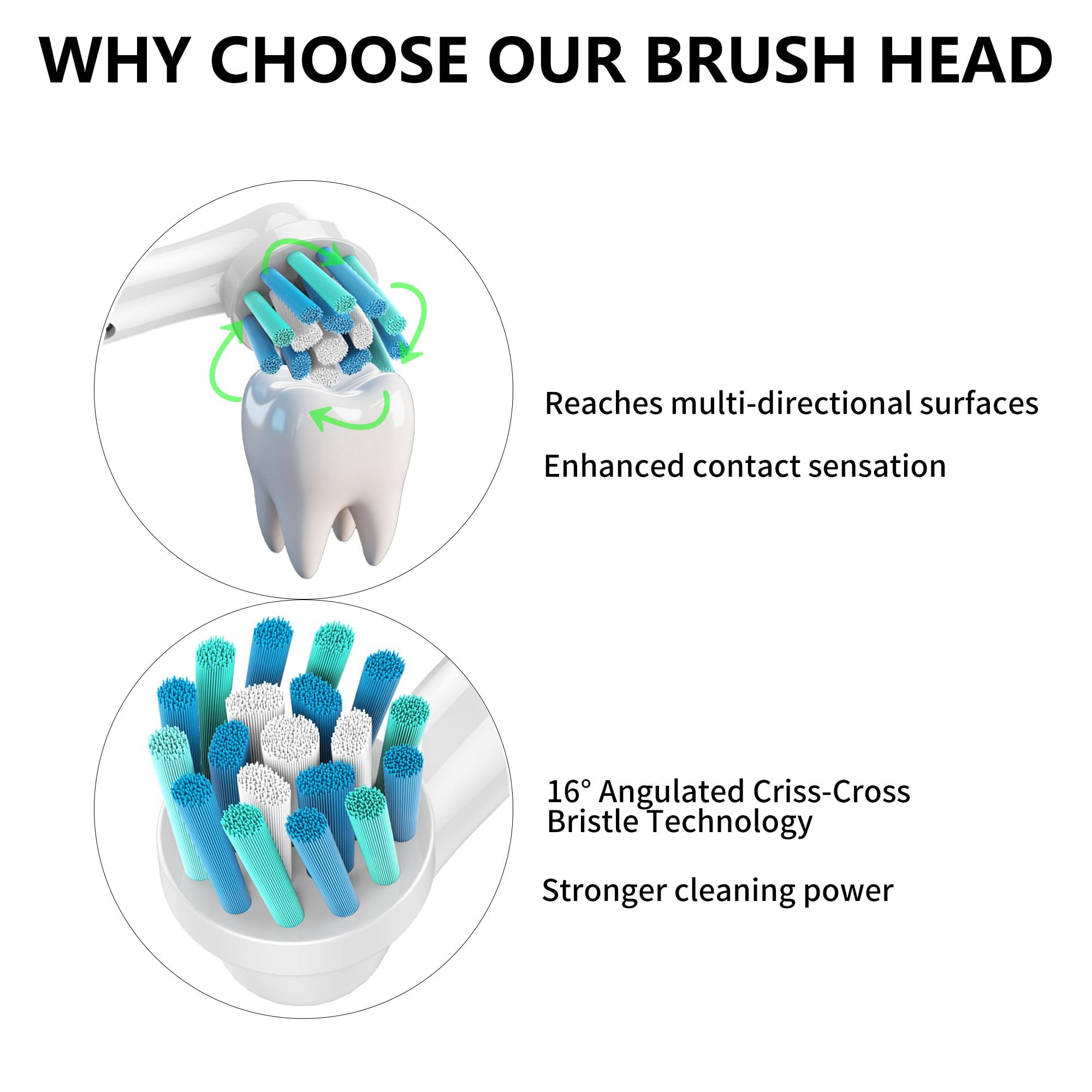 Interdental cleaning bristles at a 16-degree angle