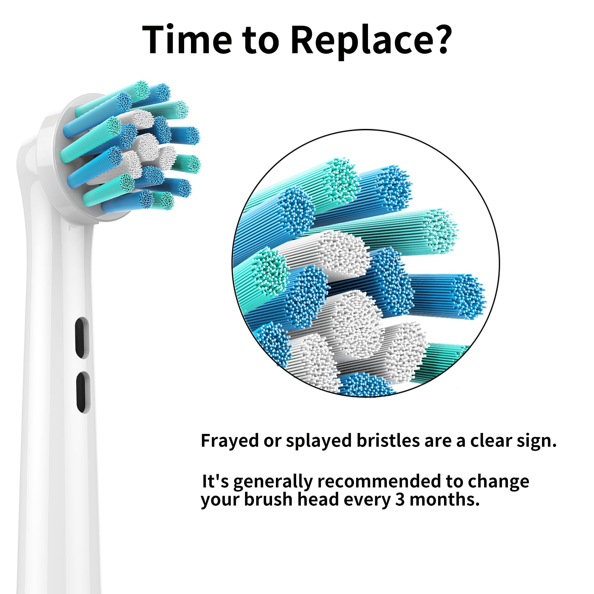 White replacement heads for Oral-B Braun compatibility