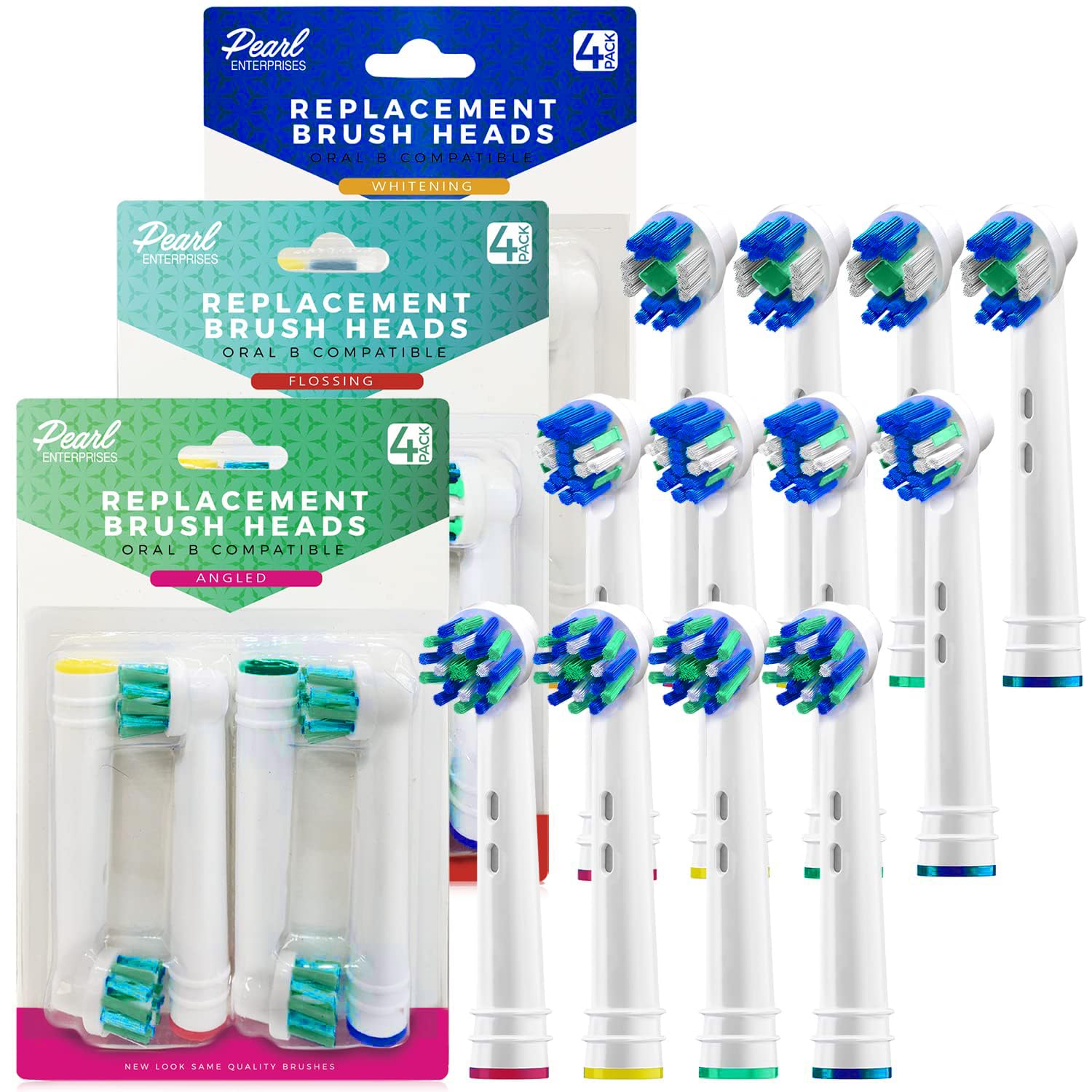 Replacement heads compatible with Oral-B electric toothbrush handles