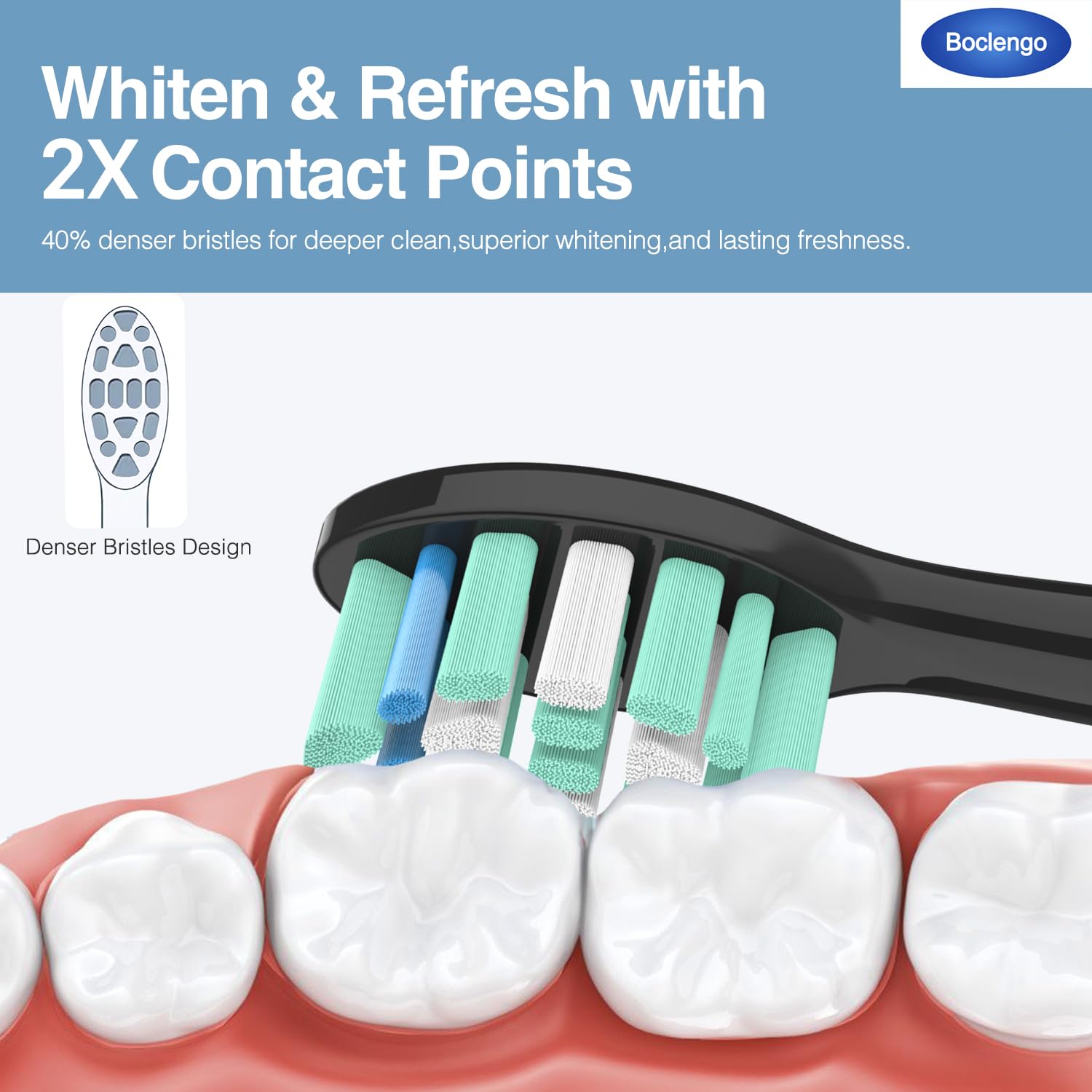 Curved bristle tips designed for hard-to-reach areas