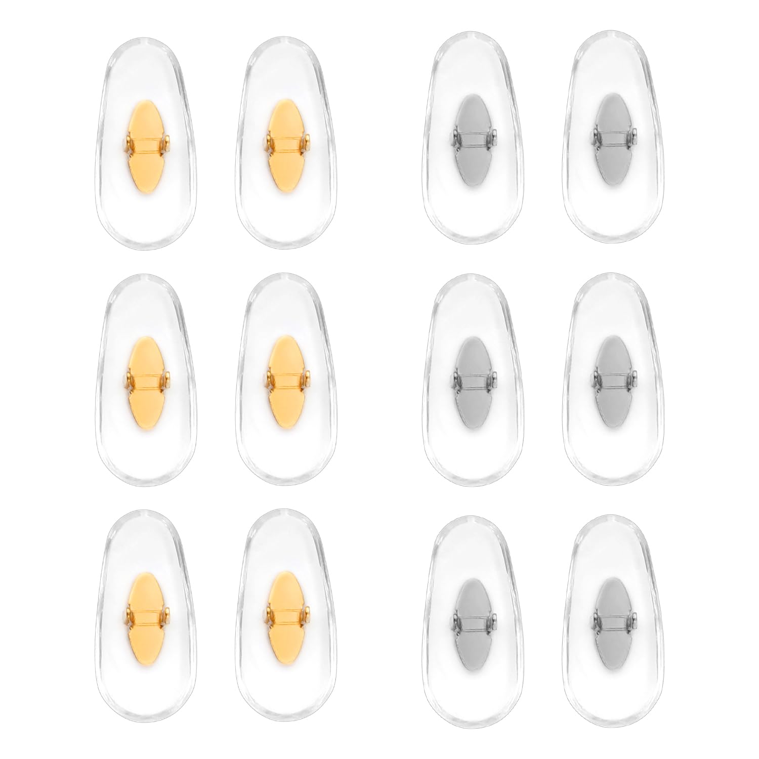 Gold and silver replacement Ray-Ban clip-on nose pads, 6 pairs