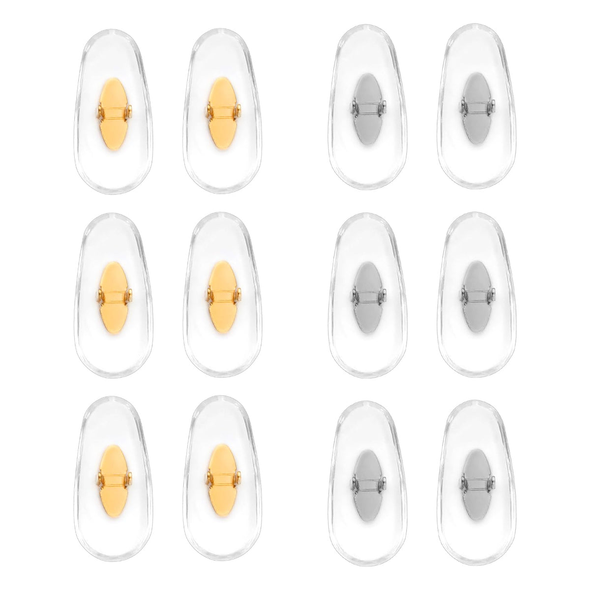 Gold and silver replacement Ray-Ban clip-on nose pads, 6 pairs