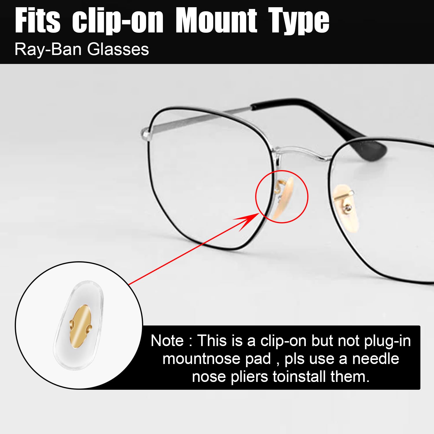 Six replacement nose pads for Ray-Ban clip-on eyewear