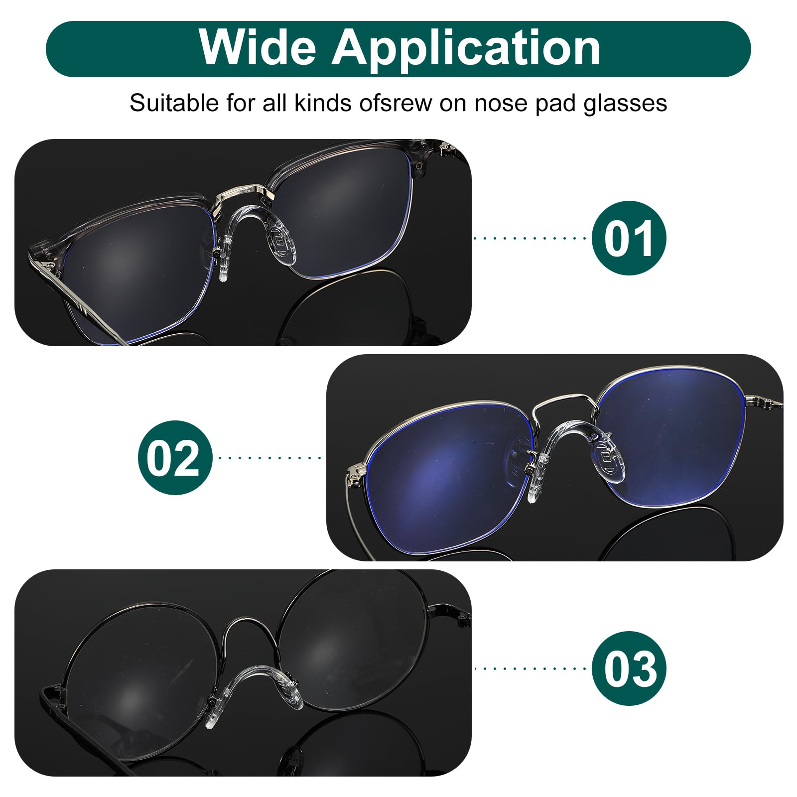 24-pack silicone eyeglass nose pads and screwdriver included