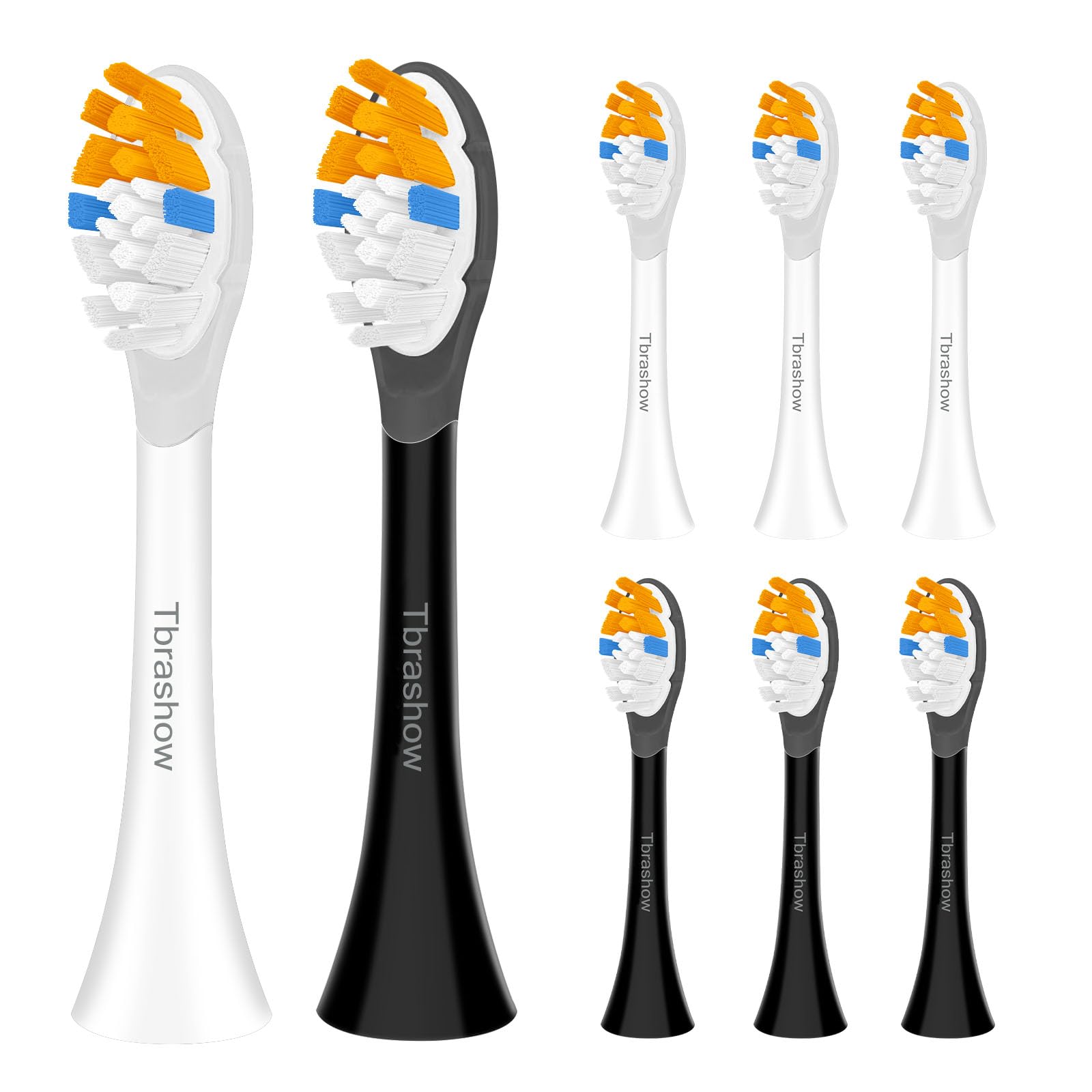 Eight replacement Philips Sonicare toothbrush heads with soft Dupont bristles