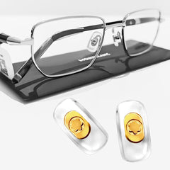 Screw-in MontBlanc nose pads attached to eyewear frame