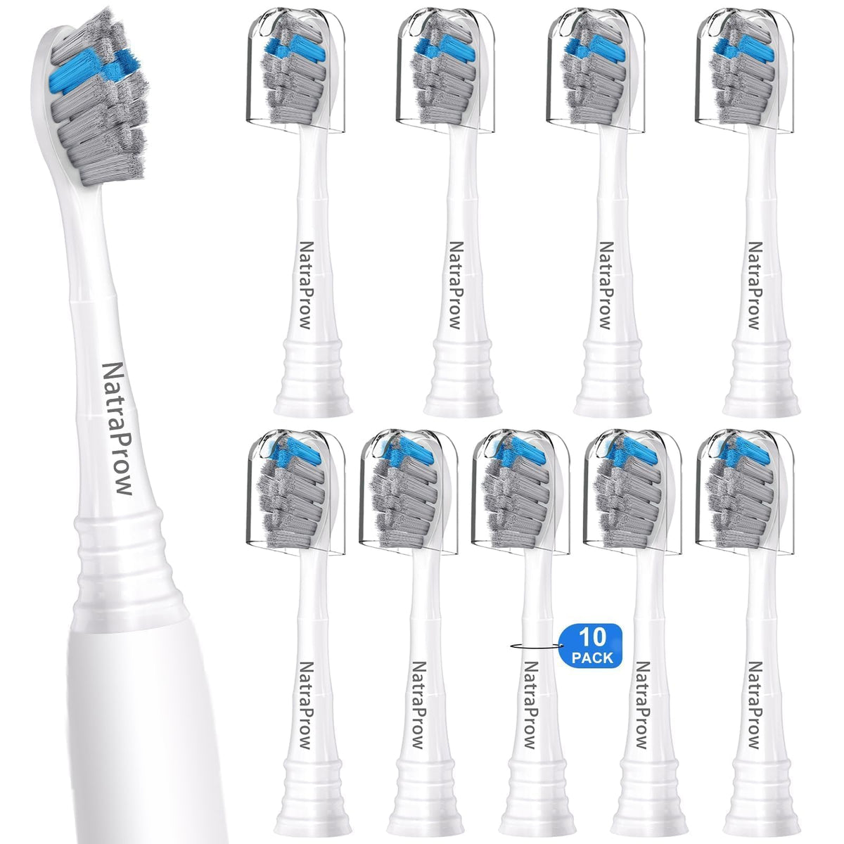 Pack of 10 charcoal bamboo-infused replacement brush heads for Philips Sonicare