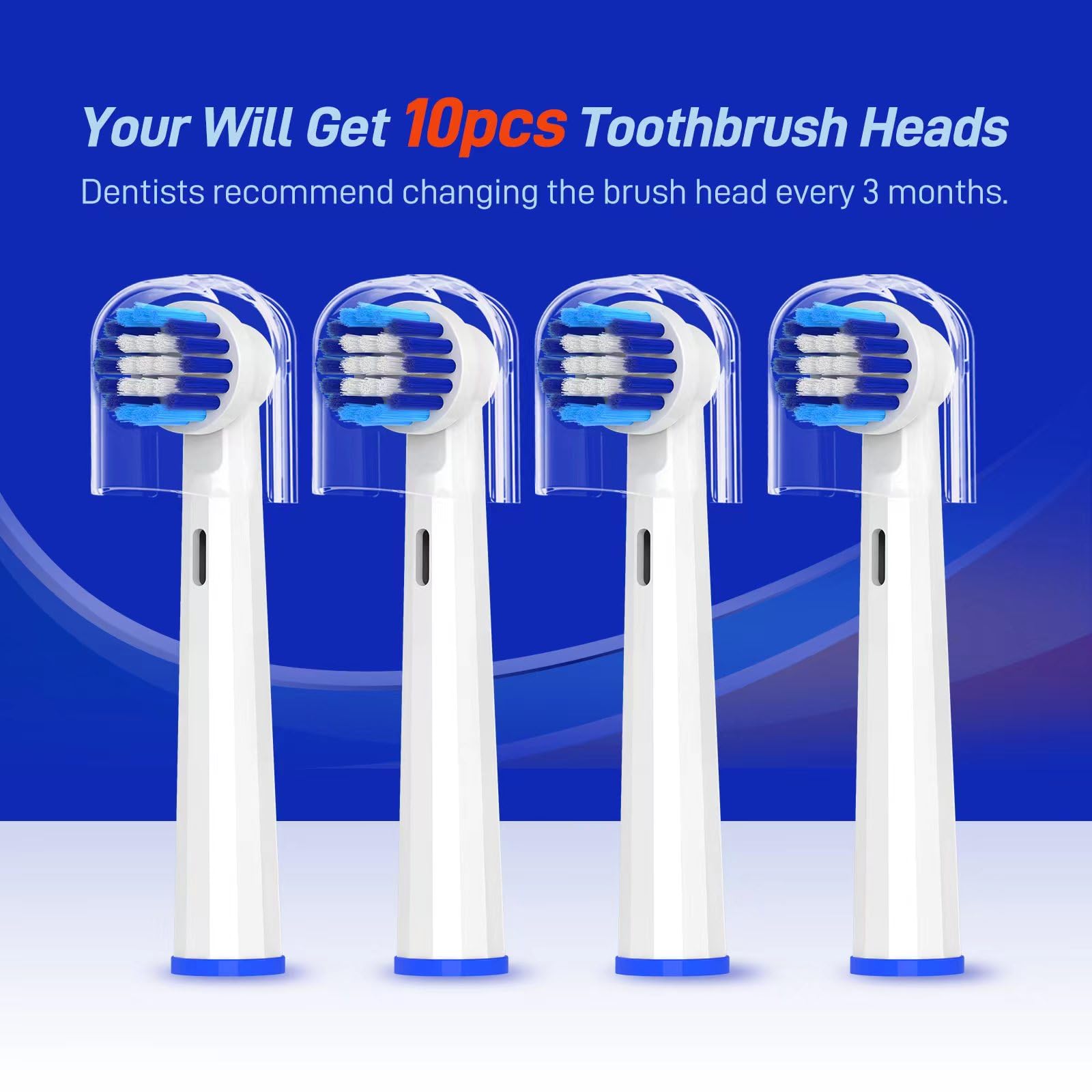 Travel-friendly 10-pack packaging of white replacement heads
