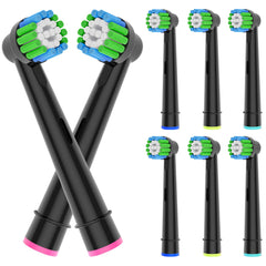 Replacement Oral-B brush heads, black 8-pack, compatible with Pro100/1000/1500/4000/5000/7000/8000/9600