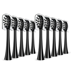 Gleem compatible replacement toothbrush head with W-shaped nylon bristles, black, 10-pack — front view
