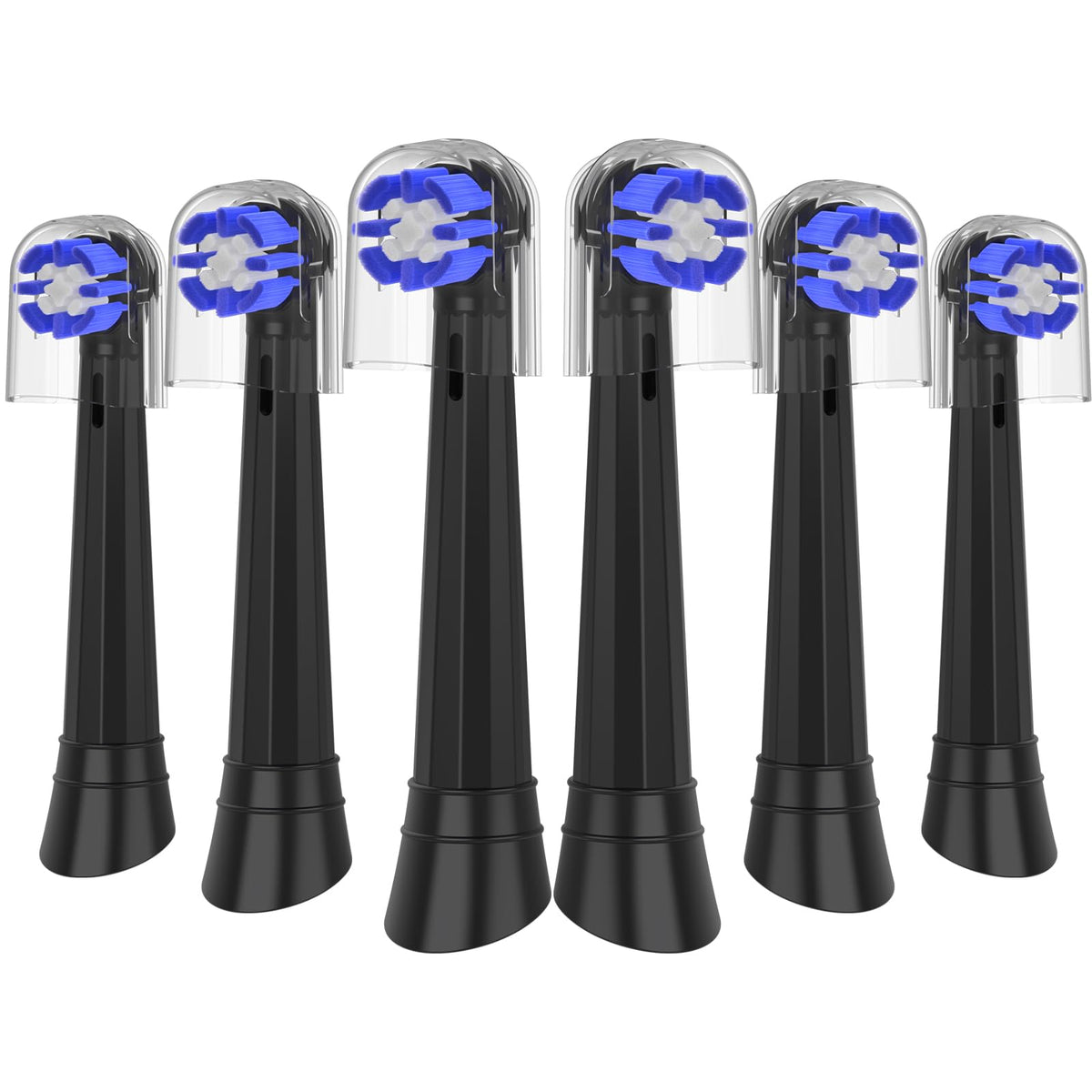 Replacement toothbrush heads for Oral-B IO series with black color in a 6-pack