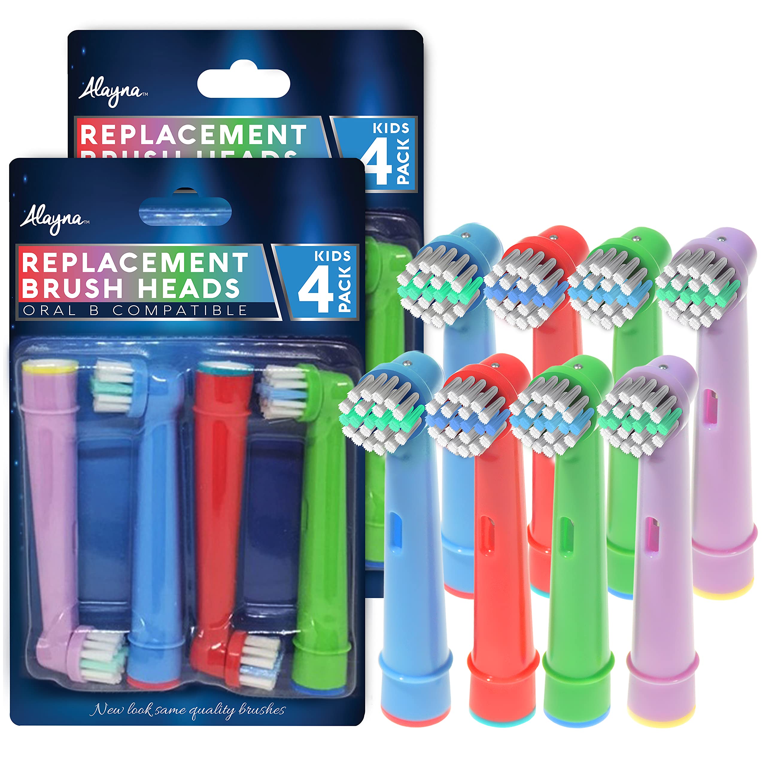 Colored replacement toothbrush heads for Oral-B kids - 8 pack