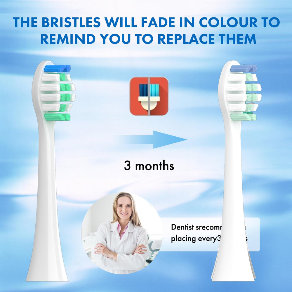 Set includes 10 heads with hygienic storage caps