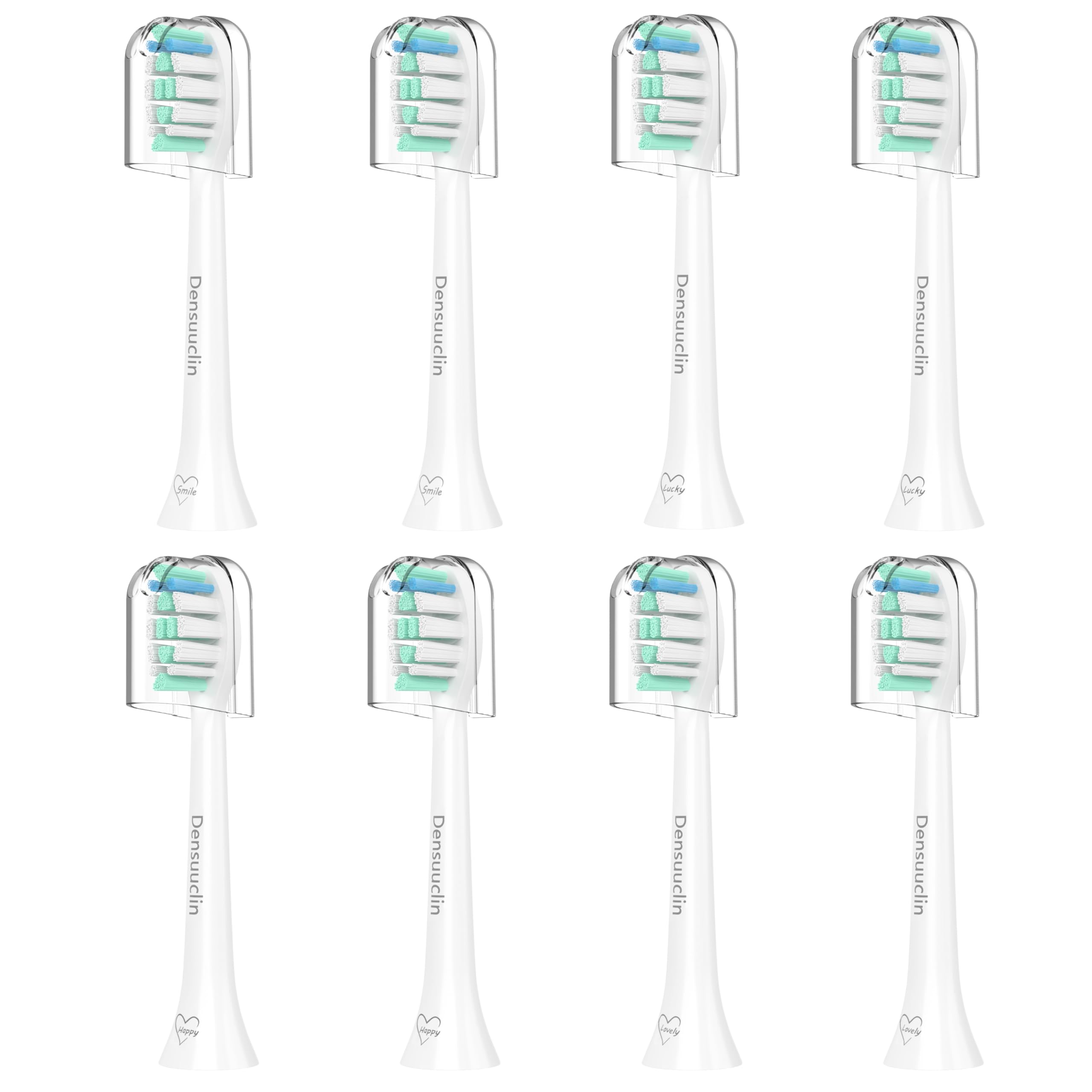 Eight-pack replacement toothbrush heads compatible with Philips Sonicare