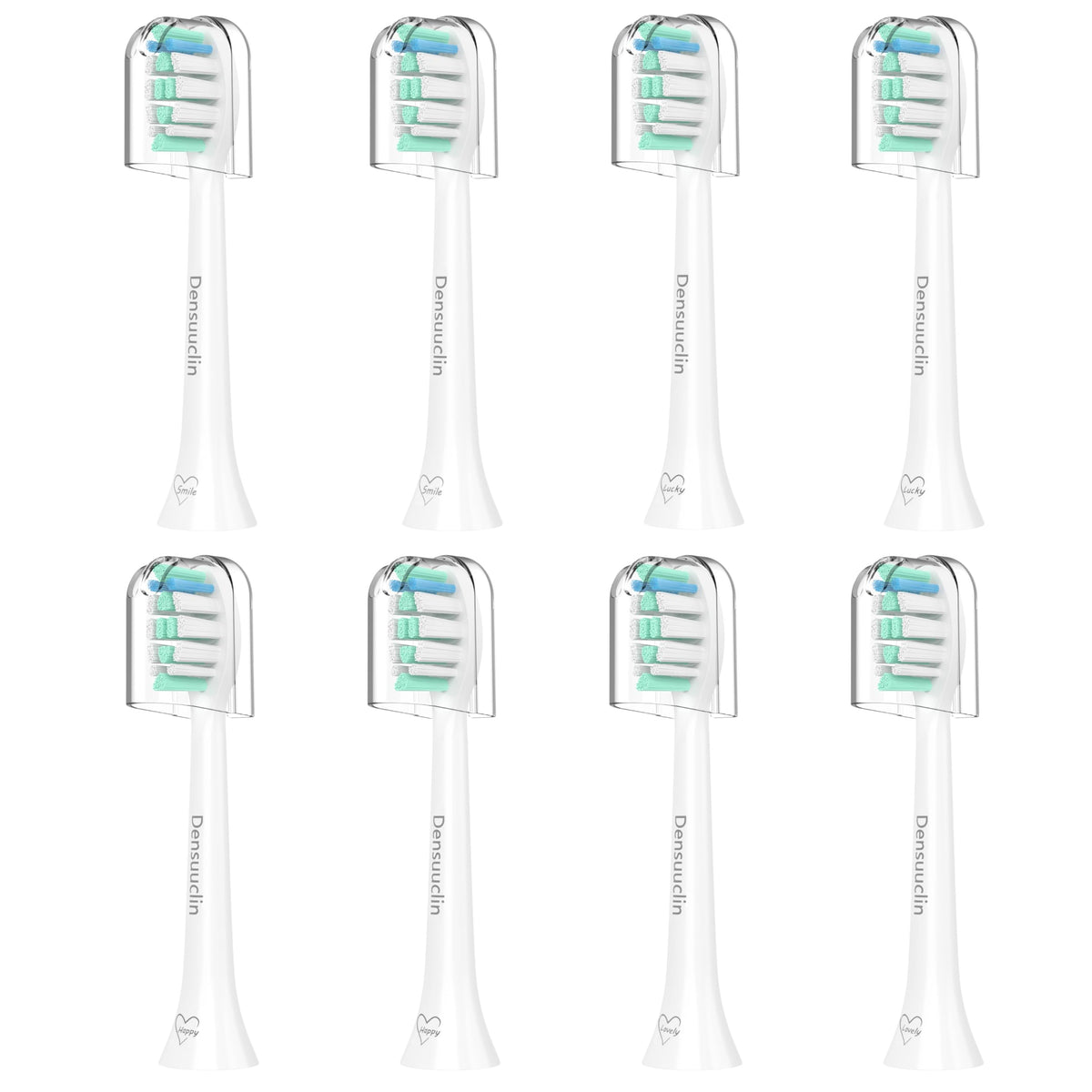 Eight-pack replacement toothbrush heads compatible with Philips Sonicare