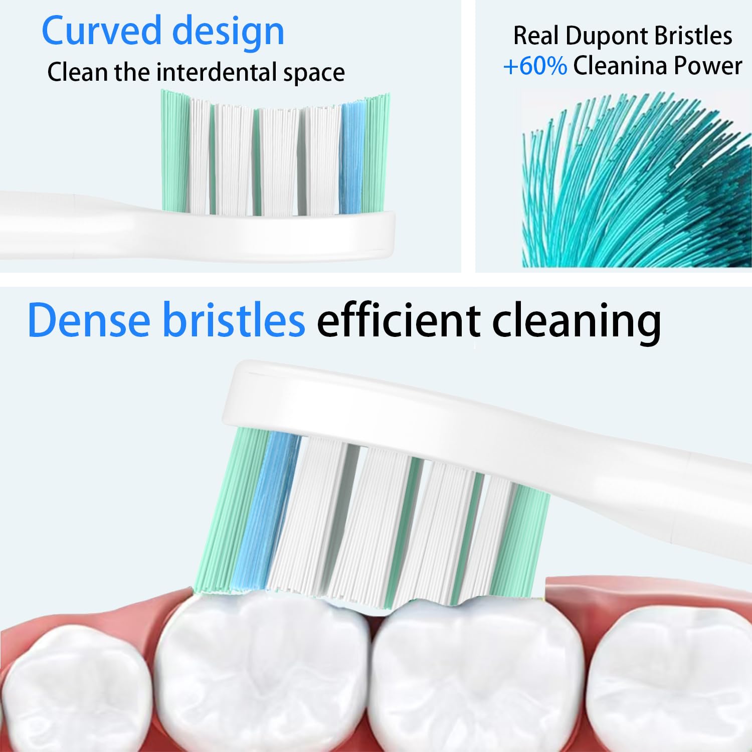 Gentle care replacement heads with premium DuPont bristles