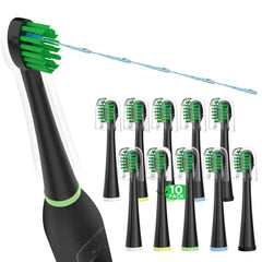 Replacement toothbrush heads for Waterpik Sonic Fusion SF-01 to SF-04 in black with crystal covers (10-pack)
