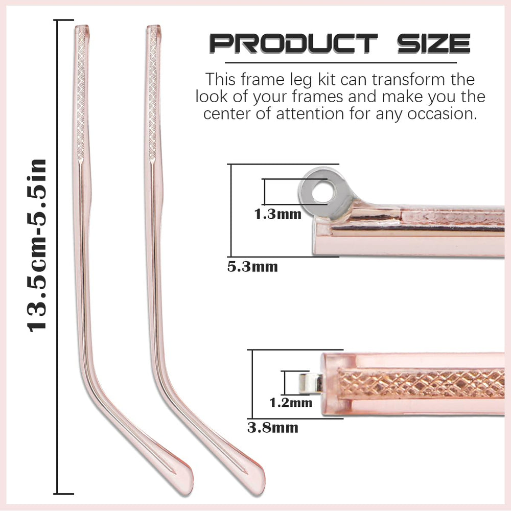 replacement glasses arm for thin metal frames in rose gold