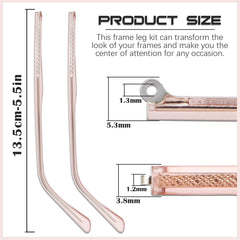 replacement glasses arm for thin metal frames in rose gold