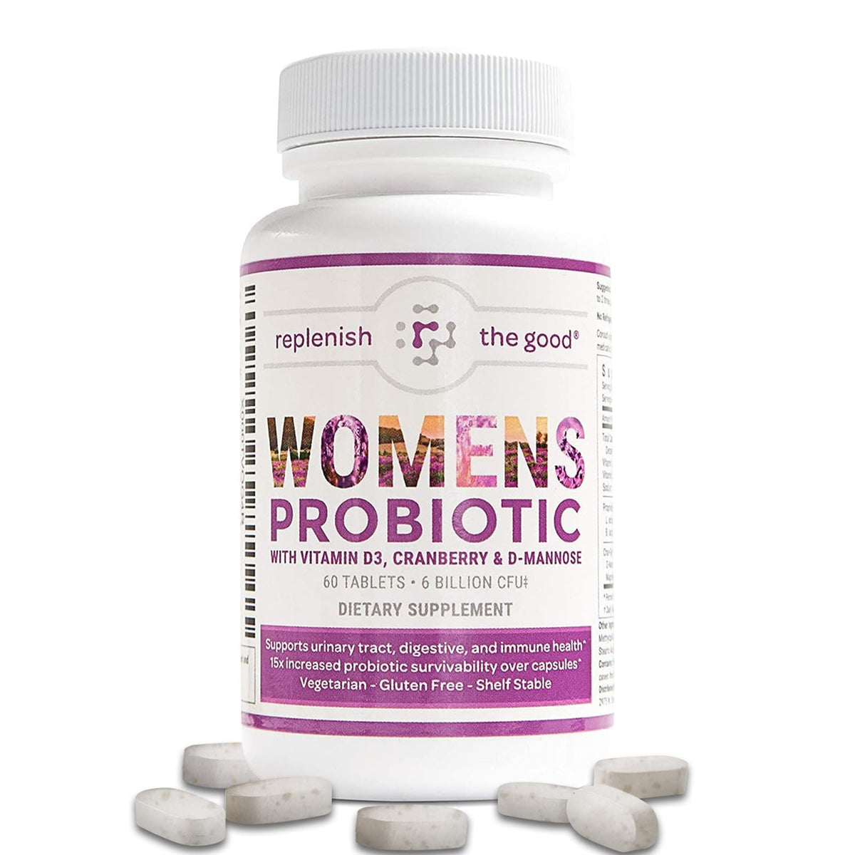 Replenish the Good Probiotics for Women bottle on white background