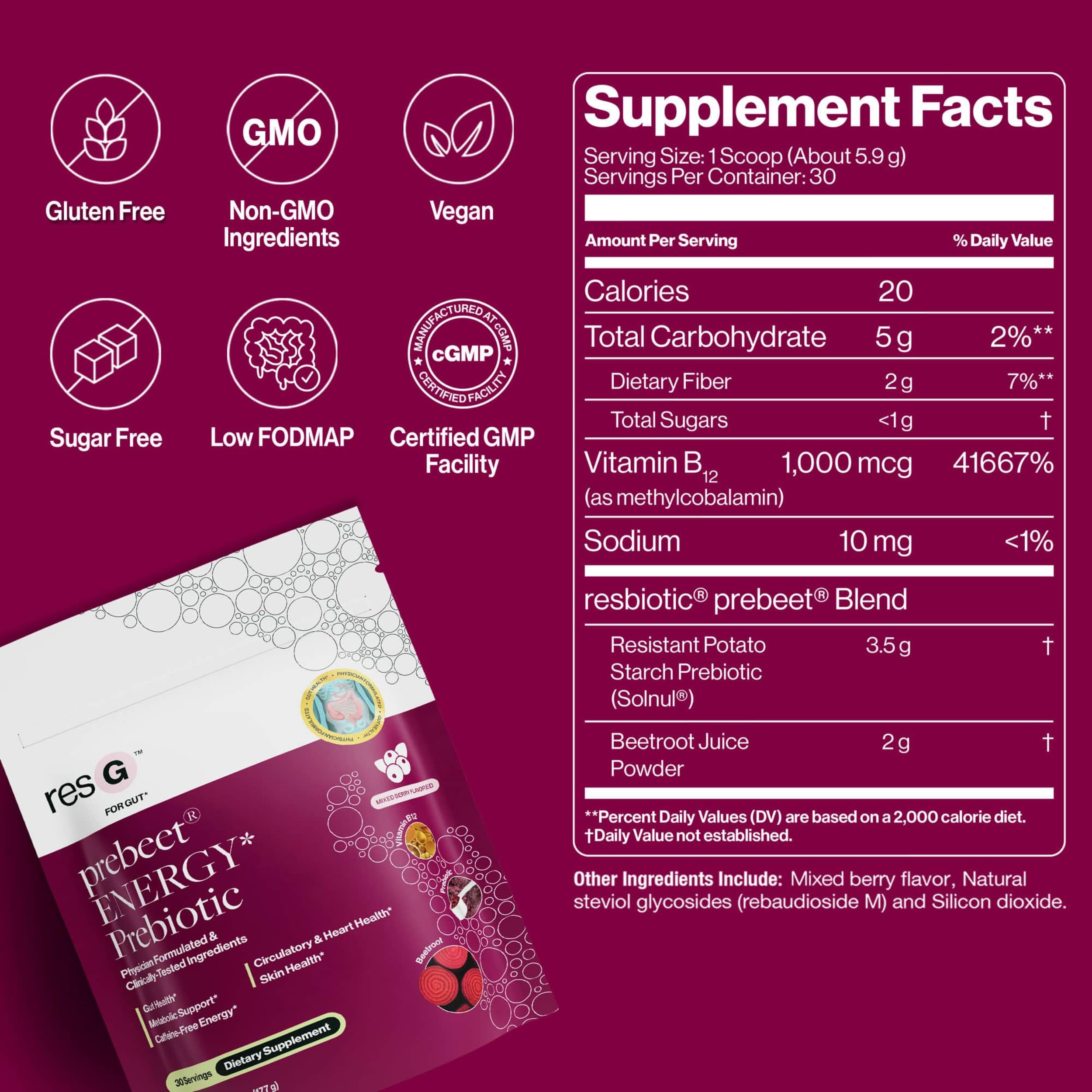 Beetroot powder and fiber blend ingredients for digestion