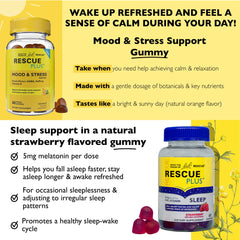 RESCUE Bach Plus Mood & Stress Support Gummies with GABA, passionflower, saffron and vitamin D