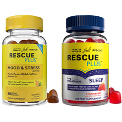 Close-up of RESCUE Bach Plus Sleep Gummies with 5 mg melatonin
