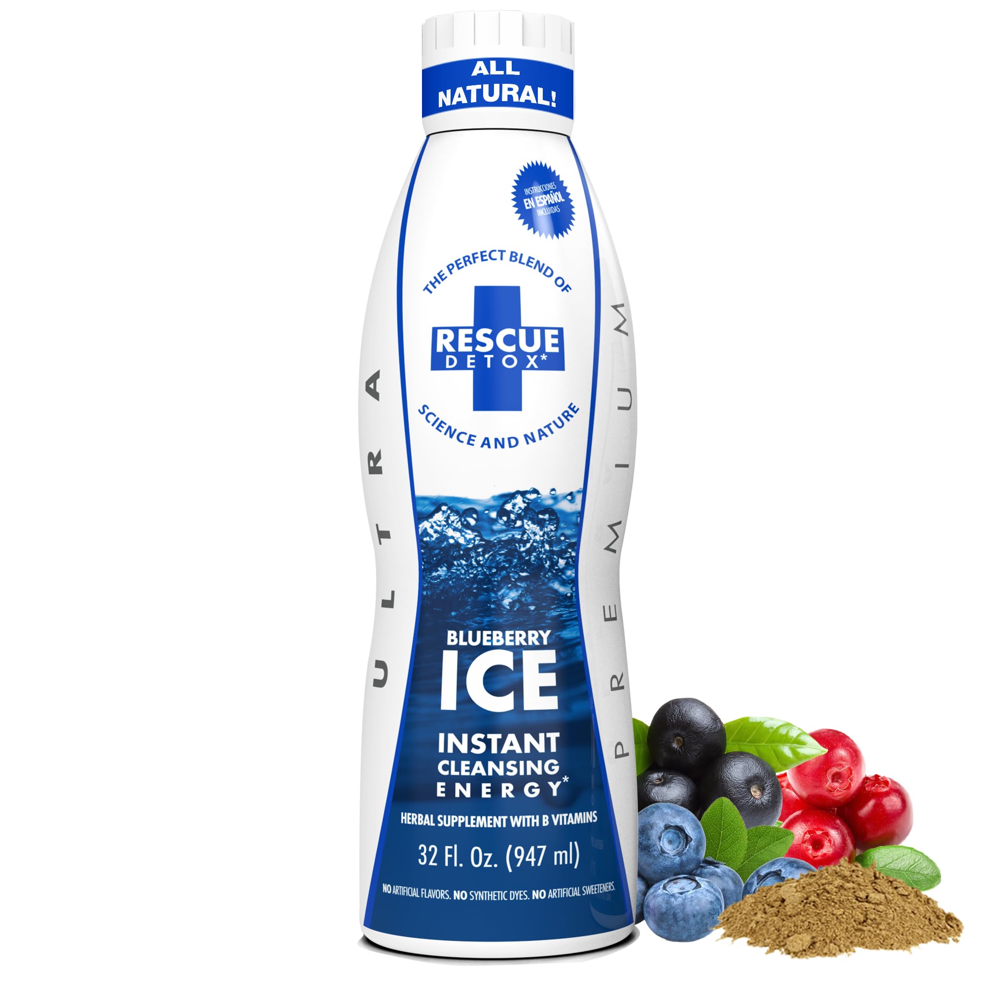 Rescue Detox ICE Blueberry bottle ready for a refreshing daily detox ritual.