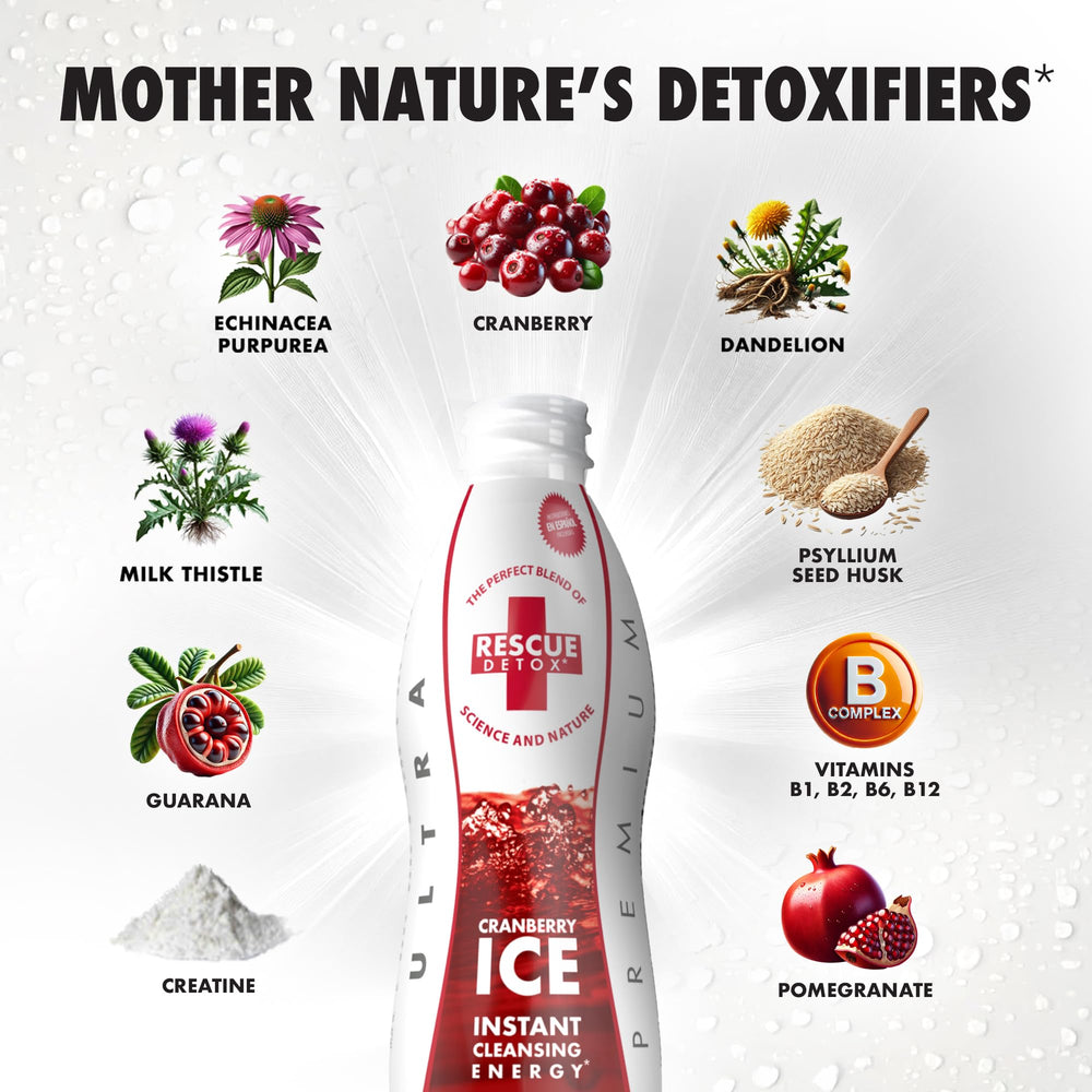 Rescue Detox ICE Cranberry 17oz bottle ready for everyday use