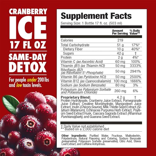 Rescue Detox ICE Cranberry bottle closeup highlights refreshing flavor and easy use