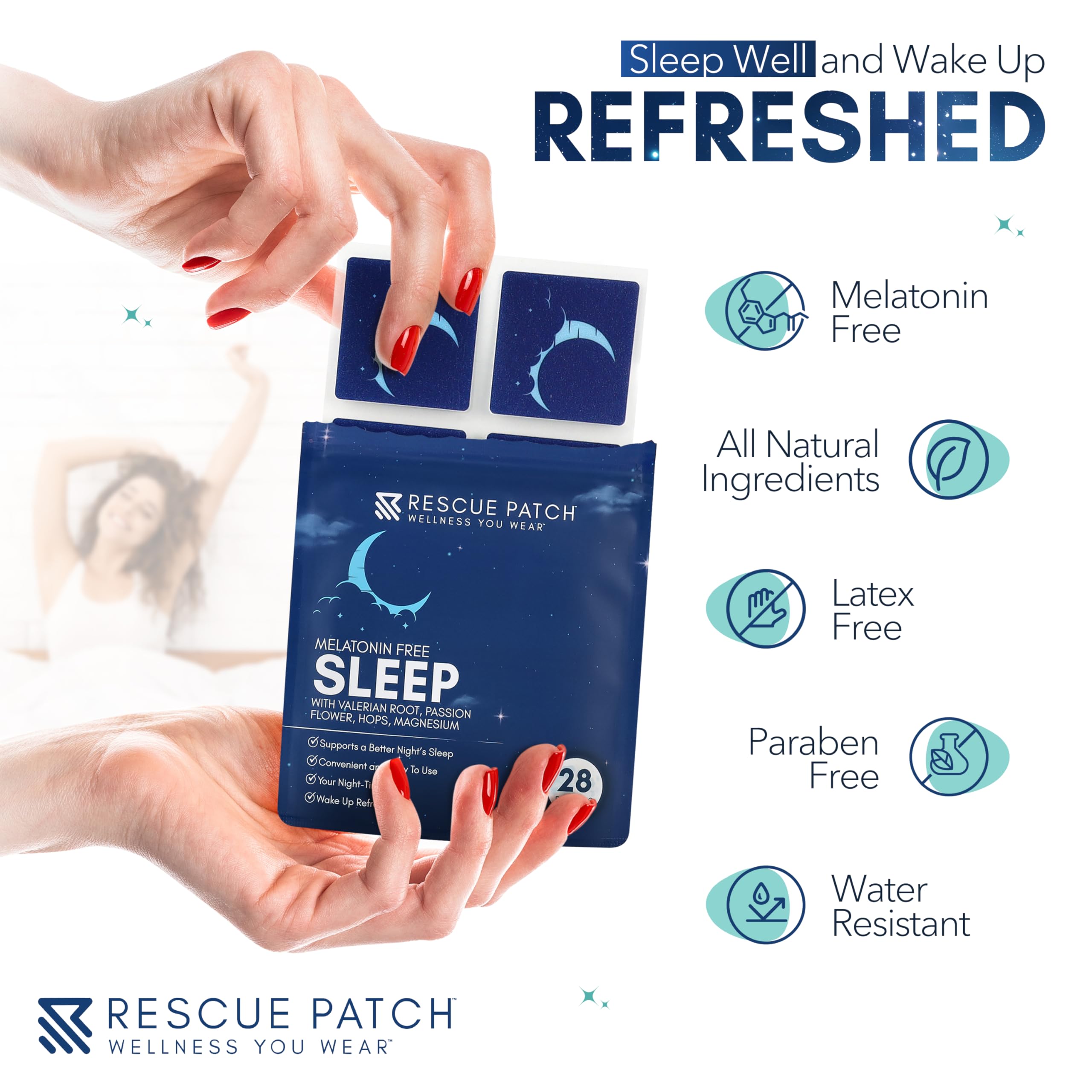 Melatonin-free sleep patch for relaxation and restful night