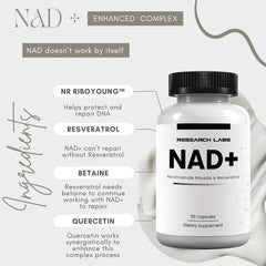 NAD+ supplement bottle with 2-for-1 ad packaging