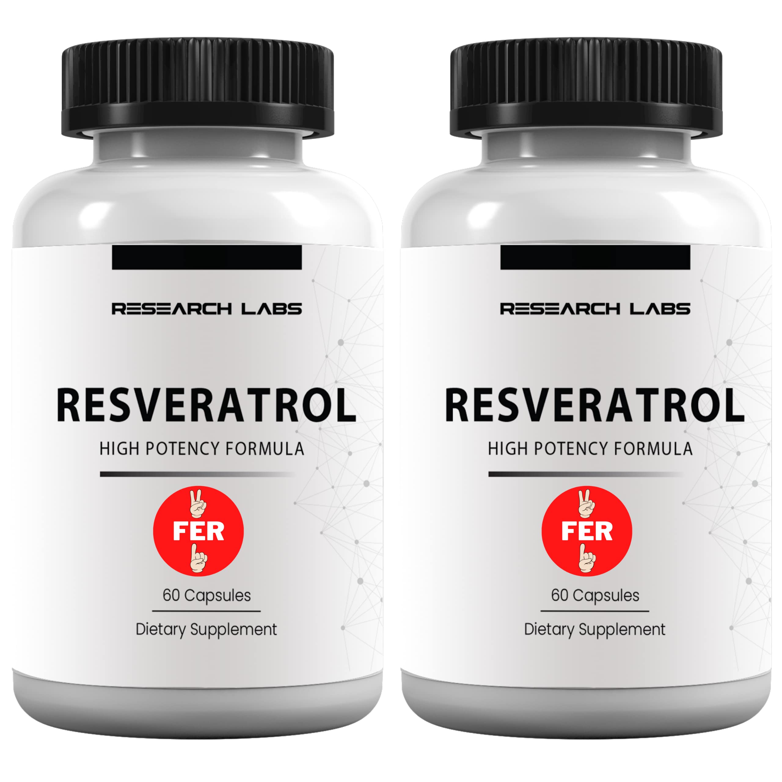 Research Labs Resveratrol bottle showing 1200mg per 2 capsules