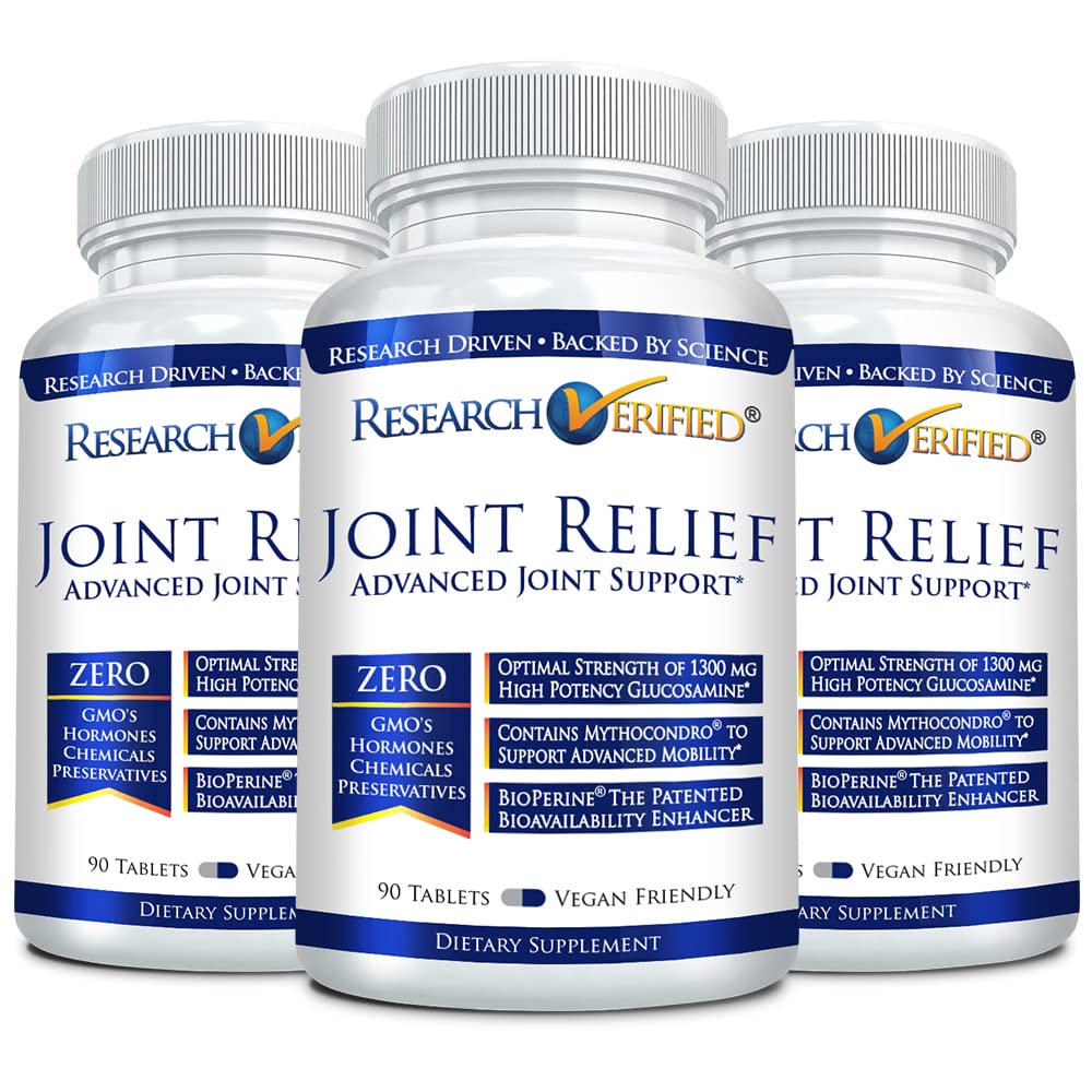 Research Verified Joint Support bottle and capsules on a clean background