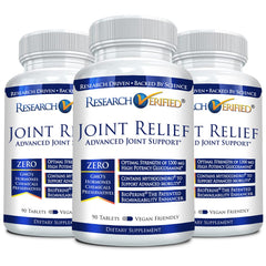 Research Verified Joint Support bottle and capsules on a clean background