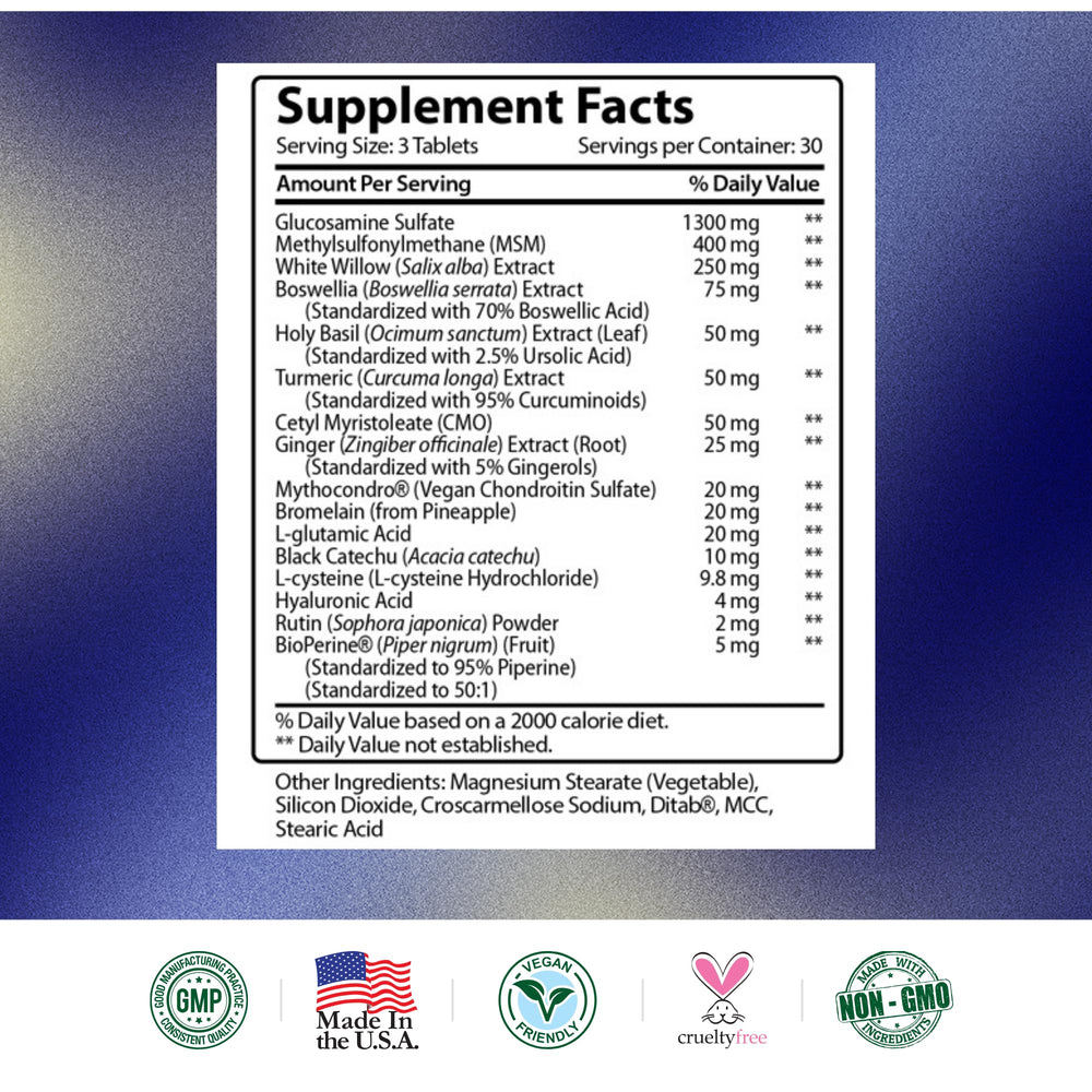USA-made, GMP-certified facility symbol with vegan-friendly branding