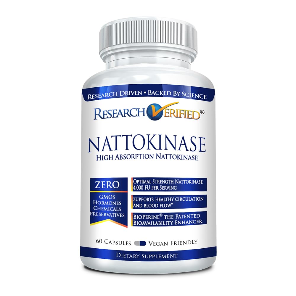 Research Verified Nattokinase bottle label displaying 4000 FU per serving